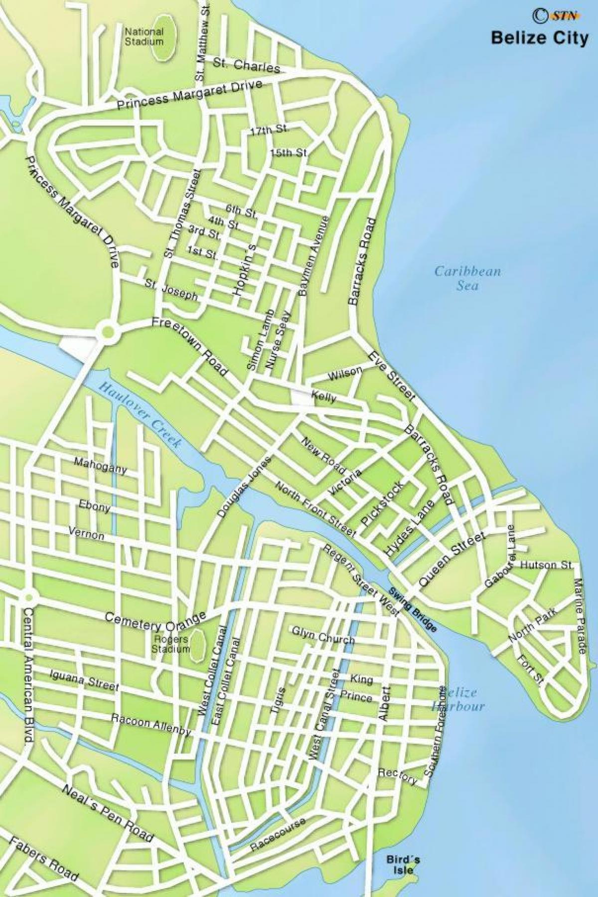 térkép Belize város utcáin