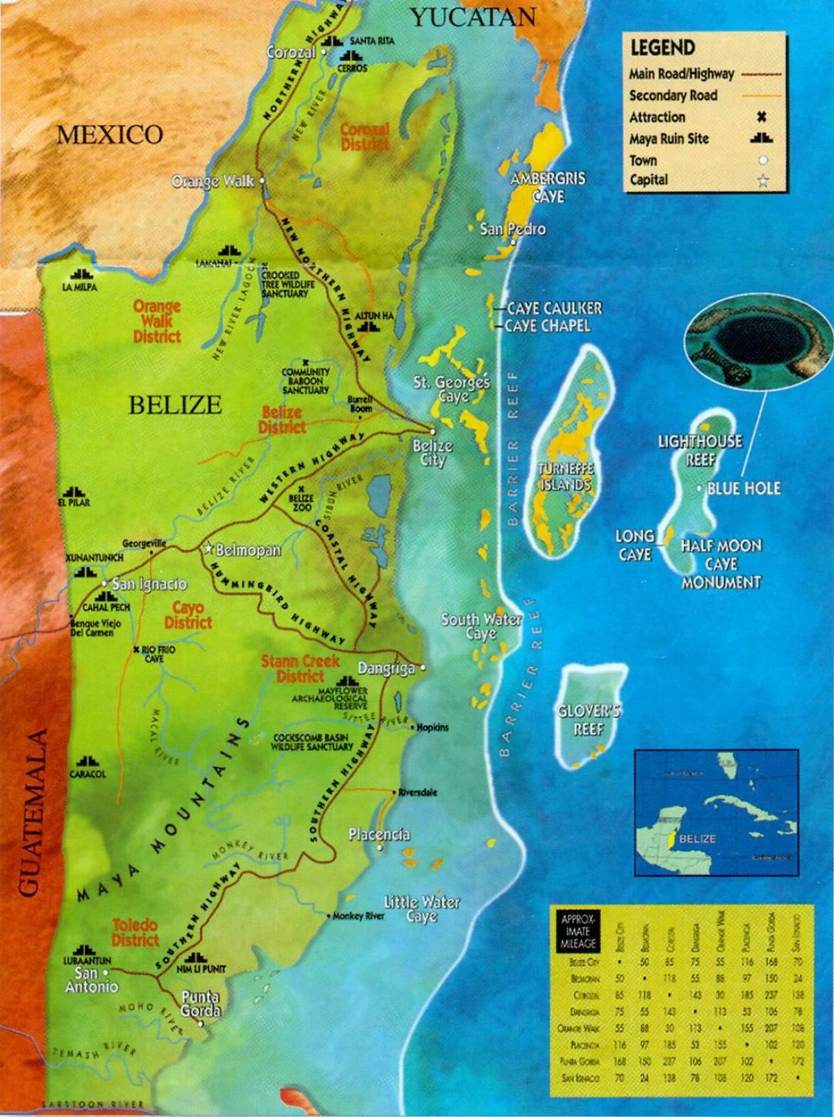 Belize-i romok térkép