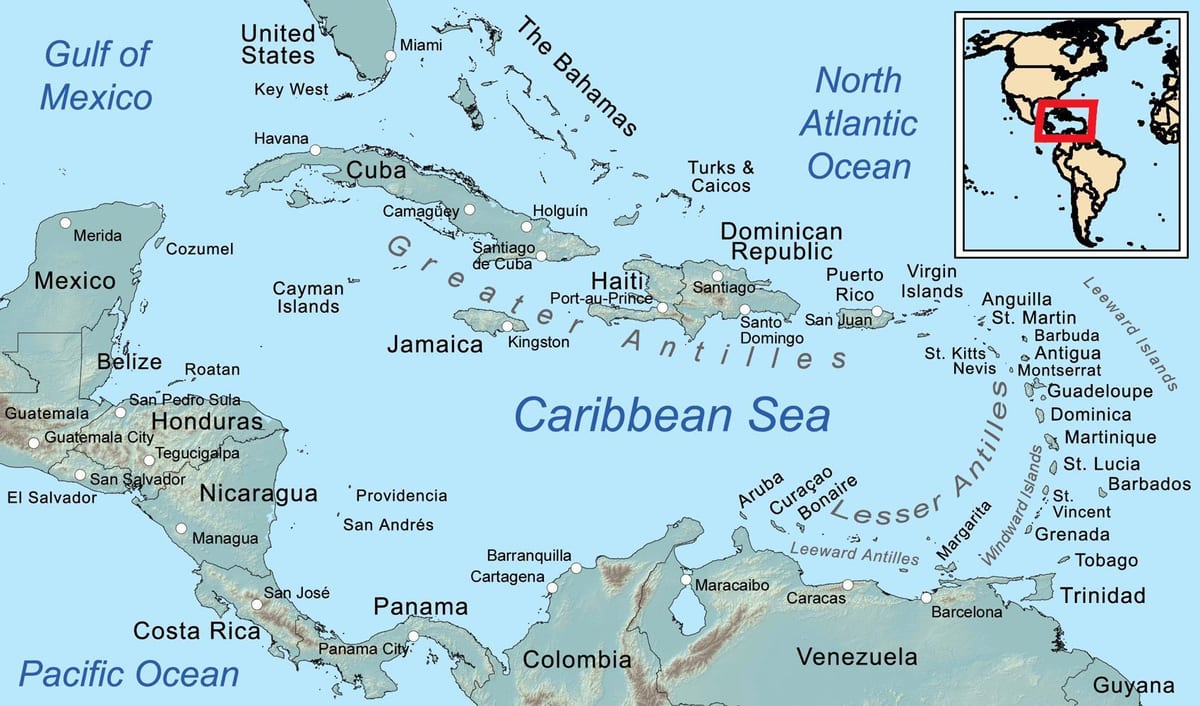 térkép Belize, valamint a környező szigetek
