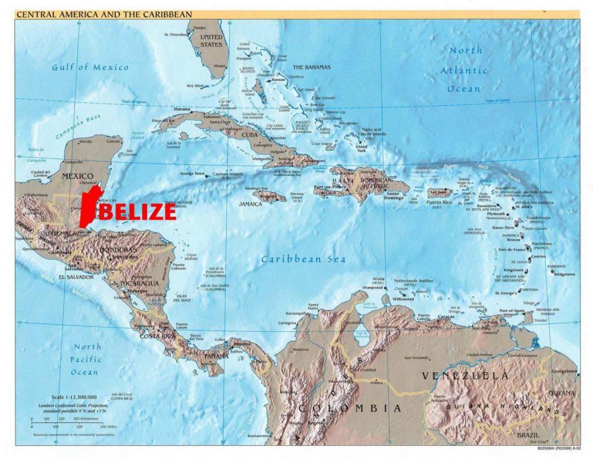 Térkép közép-amerikai Belize