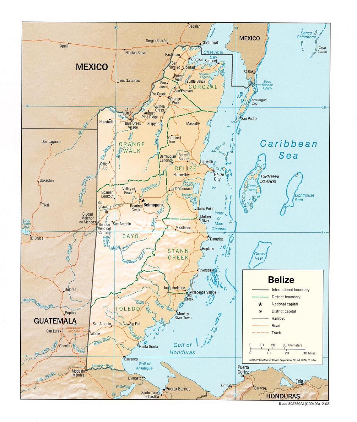 térkép mutatja, Belize