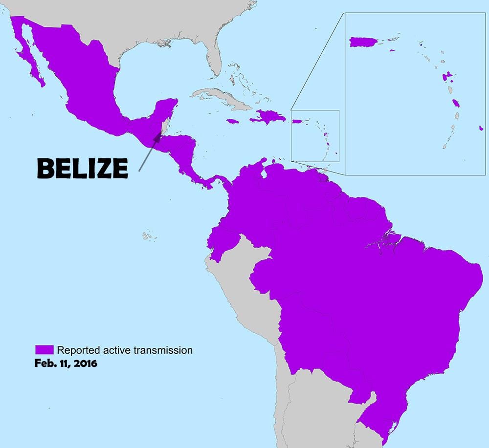 Térkép Belize zika