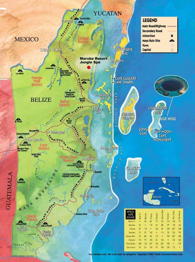 Térkép dohány caye Belize