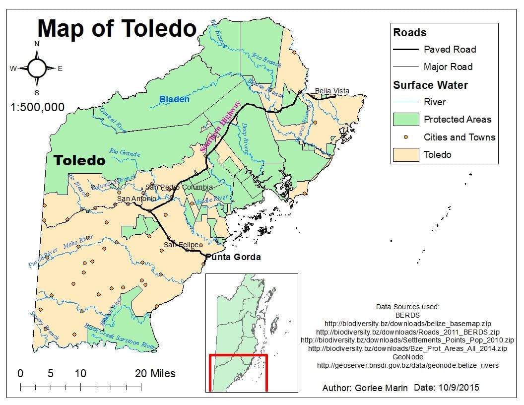 térkép toledo kerületi Belize