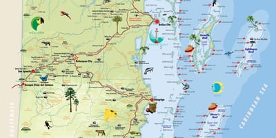 Térkép Belize érdekes pontok