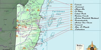 Térkép Belize piramisok