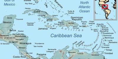 Térkép Belize, valamint a környező szigetek