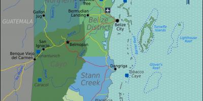Térkép betakarítás caye Belize