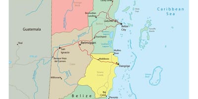 Térkép politikai Belize